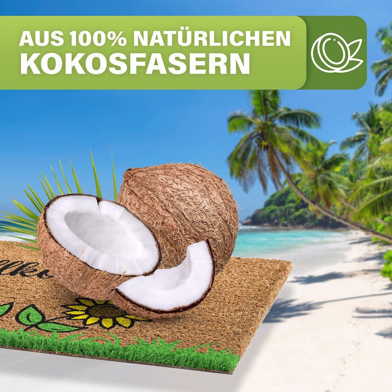 Bodenständig Liebevolle Kokosfußmatte [extrem robust] - langlebig und wetterfest - Fußmatte Außen Kokos - Fussmatte Kokos - Kokosmatte Fußmatte - Fussmatte Aussenbereich wetterfest - Sonne