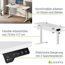 Juskys Höhenverstellbarer Schreibtisch 140x60cm - Elektrisch stufenlos verstellbar Bürotisch Sitz- & Stehtisch Speicherplatz Memory-Funktion - Weiß