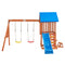 Juskys Spielturm Yannis — Klettergerüst für Kinder mit Rutsche, Schaukeln, Kletterwand & Zubehör — Kletterturm für Outdoor aus Holz ab 3 Jahren