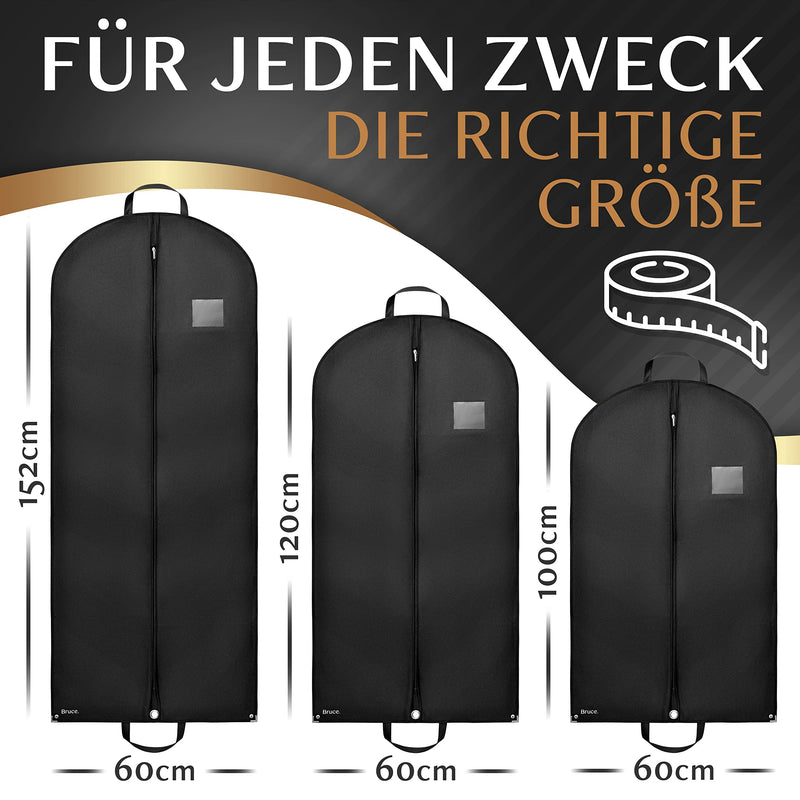 Bruce.® 2 x Premium Kleidersack I 152 x 60 cm I Optimierte Materialstärke von 120 GSM I Kleiderhülle für Anzug und Kleid I Atmungsaktive Anzugtasche für Reisen, Kleidersäcke Lang