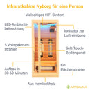 Artsauna Infrarotkabine Nyborg S90V - Infrarotsauna Vollspektrumstrahler, LED-Farblicht & große Glastür - Wärmekabine für 1 Person 90x90 cm