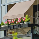 Juskys Klemmmarkise 150 x 120 cm mit Handkurbel - Markise ohne Bohren - höhenverstellbar, UV-beständig & wasserabweisend - Balkonmarkise Balkon beige