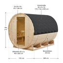 Artsauna Outdoor Fasssauna XL für 6 Personen Ø 180x240 cm, 9 kW Ofen, Saunasteine & Zubehör - Saunafass aus Fichtenholz, Außensauna Gartensauna Sauna