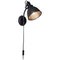 Brilliant Lampe Jesper Wandspot Zuleitung und Schalter schwarz korund | 1x A60, E27, 40W, geeignet für Normallampen (nicht enthalten) | Mit Zuleitung und Schnurzwischenschalter