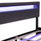 Juskys Polsterbett Paris 160 × 200 cm — Bettgestell mit LED Beleuchtung, Lattenrost & Kopfteil — Kunstleder & Holz — schwarz — Bett Gästebett