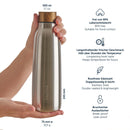 Blumtal 500ml Trinkflasche Edelstahl Ray - auslaufsichere Isolierflasche, BPA-frei, hält 8h heiß/24h kalt, Anthrazit