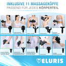 Veluris Massagepistole - Leistungsstarke Massage Gun mit 11 Massageköpfen [2600 mAh] - Massage Pistole mit LED Anzeige & Tragetasche -Schulter & Nacken