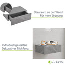 Juskys Wandregal Nachttisch hängend 2er Set Holz 46x30x15 cm BTH - 1 Schublade & Ablage pro Nachtkommode - Wandmontage - Nachtschrank Grau