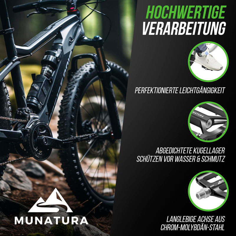 MUNATURA Fahrradpedale Mountainbike - Robuste MTB Pedale gewährleisten sicheres Fahrgefühl – Hohe Rutschfestigkeit - Langlebig & zuverlässig