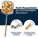 Blumtal Pizzaschieber mit großer Fläche und abnehmbaren Griff - 30,5cm x 30,5cm Pizzaschaufel Aluminium - abnehmbarer Griff aus Holz 85cm