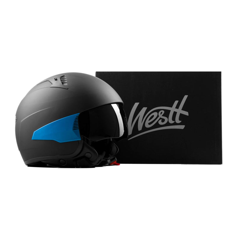 Westt Rover - Jethelm Motorradhelm Helm - Sonnenblende Retro Stil