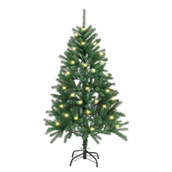 Juskys künstlicher Weihnachtsbaum 150 cm - Baum mit LED Beleuchtung & Ständer - Tannenbaum naturgetreu für drinnen - Christbaum künstlich, beleuchtet