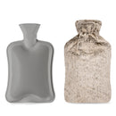 Blumtal Premium Wärmflasche mit Bezug in Kunstfelloptik - Wärmeflasche mit Kuschelweichem Fellbezug zur Schmerzlinderung, Auslaufsichere Bettflasche aus Naturkautschuk für Kinder und Erwachsene, Braun
