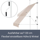 Juskys Klemmmarkise 150 x 120 cm mit Handkurbel - Markise ohne Bohren - höhenverstellbar, UV-beständig & wasserabweisend - Balkonmarkise Balkon grau
