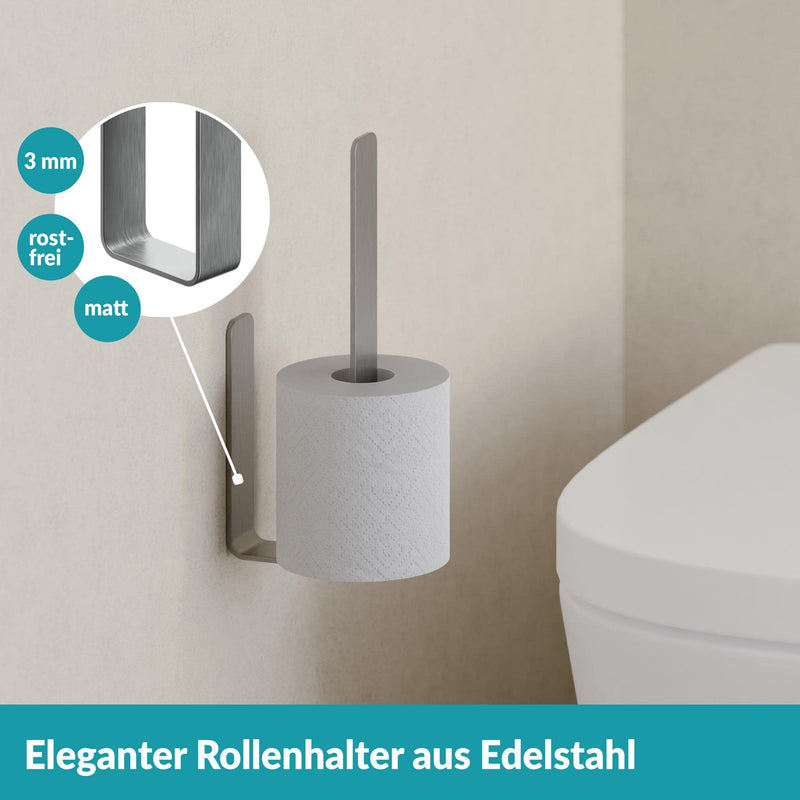 WEISSENSTEIN WC-Ersatzrollenhalter - Toilettenpapierhalter Edelstahl ohne Bohren – Rollenhalter Wand selbstklebend - schwarz