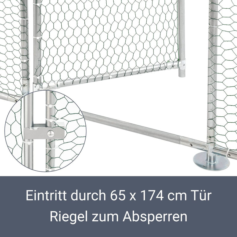 Juskys Freilaufgehege 2x2x2m — Hühnerstall aus Metall begehbar mit 4 m² Lauffläche, Tür & Riegel — Freigehege für Hühner, Kleintiere & Pflanzen