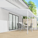Juskys Terrassenüberdachung Borneo 6x3 m — Sonnenschutz aus Aluminium mit Doppelstegplatten — Terrassendach zur Wandmontage in Weiß