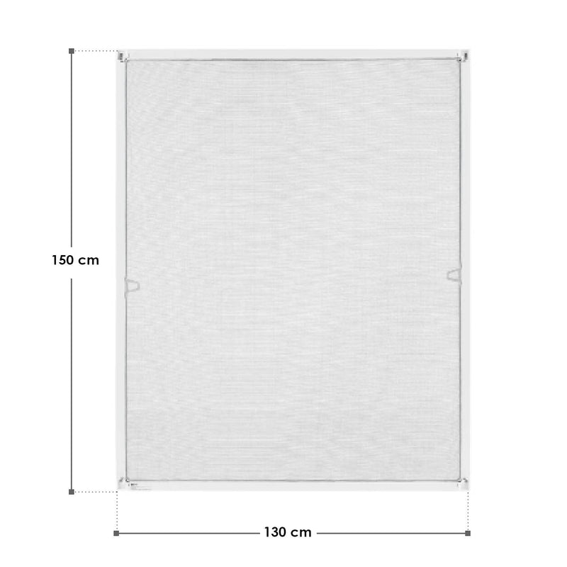Juskys Fliegengitter für Fenster mit Alu Rahmen 130 x 150 cm - Montage ohne Bohren - zum Einhängen - Insektenschutz Mückenschutz Fliegenschutzgitter - weiß