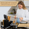 Acolyne Premium Messerblock unbestück aus [Hochwertigem Harz] inkl. Schneidebrett & Messerschärfer geeignet als Küchenorganizer | Messerhalter | Küchenutensilienhalter | Küchenhelfer - Rebolet.Shop
