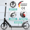Rollkönig ® Scooter für Kinder ab 5 Jahren I Der Faltbare City-Scooter mit großen Rädern I Tret-Roller für Erwachsene mit bis zu 100kg Tragkraft (Schwarz/Grau)