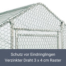 Juskys Freilaufgehege 3x4x2m — Hühnerstall aus Metall begehbar mit 12 m² Lauffläche, Tür & Riegel — Freigehege für Hühner, Kleintiere & Pflanzen