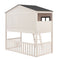 Juskys Kinderbett Farmhaus 90 x 200 cm mit Treppe, Dach & Fenster — Hochbett rosa für Kinder — Lattenrost bis 150 kg — Hausbett aus Massivholz
