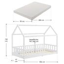 Juskys Kinderbett Marli 90 x 200 cm mit Matratze, Rausfallschutz, Lattenrost & Dach - Massivholz Hausbett für Kinder - Bett in Weiß