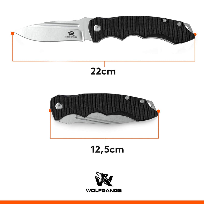 Wolfgangs FEROX Zweihand Klappmesser aus D2 Stahl - Outdoor Survival Messer - inkl. Kydex Taschenmesser mit Gürtelclip