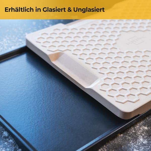SILBERTHAL Pizzastein für Gasgrill & Backofen – Rechteckig 30×38 cm – Steinplatte aus Cordierit zum Pizza- & Brotbacken