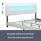 Juskys LED Polsterbett Paris 160 × 200 cm mit Matratze und Lattenrost — Kunstleder Bezug & Holz Gestell — weiß — modern & stabil - Doppelbett Bett