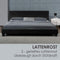 Juskys Polsterbett Bolonia 180 x 200 cm mit Matratze - Bett mit Lattenrost, Kopfteil, Kunstleder, Holz Gestell — schwarz — Doppelbett Bettgestell