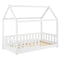 Juskys Kinderbett Marli 80 x 160 cm mit Rausfallschutz, Lattenrost und Dach - Hausbett für Kinder aus Massivholz - Bett in Weiß