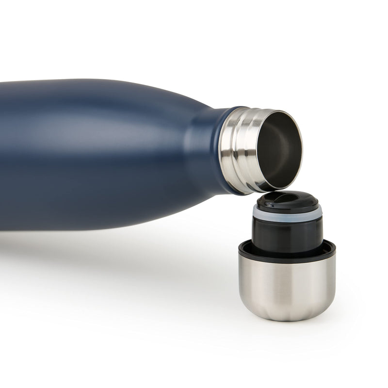 Blumtal Trinkflasche Charles - auslaufsicher, BPA-frei, stundenlange Isolation von Warm- und Kaltgetränken, 1000ml, dark ocean blue - blau