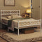 Yaheetech Metallbett 90 x 190 cm Minimalistischer Bettrahmen mit Kopfteil Gästebett mit Lattenrost für Schlafzimmer Gästezimmer 32cm Höhe unter dem Bett Weiß