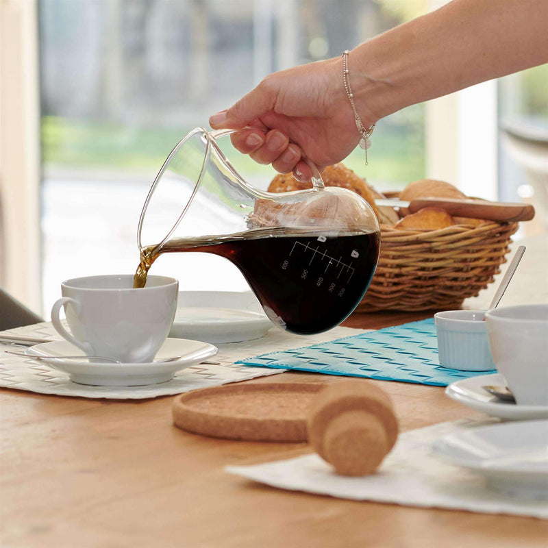 TreeBox Pour Over Kaffeebereiter Set - Mit Extra Dickem Borosilikatglas und Dauerfilter aus Edelstahl für Langen und Aromatischen Kaffeegenuss