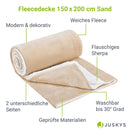 Juskys Fleecedecke 150x200 cm mit Sherpa - flauschig, warm, waschbar - Decke für Bett und Couch - Tagesdecke, Kuscheldecke Sand