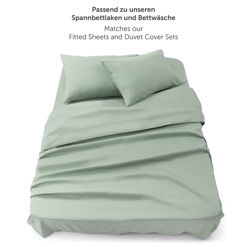 Blumtal Basic Bettlaken 160 x 275cm - Pflegeleichtes Betttuch aus weichem, gebürstetem Mikrofaser-Gewebe, ohne Gummizug, Summer Green - grün