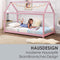 Juskys Kinderbett Carlotta 90x200 cm mit Lattenrost & Dach - Massivholz - max. 120 kg - Kinder Haus Bett Hausbett Bodenbett Mädchen Jungen Natur