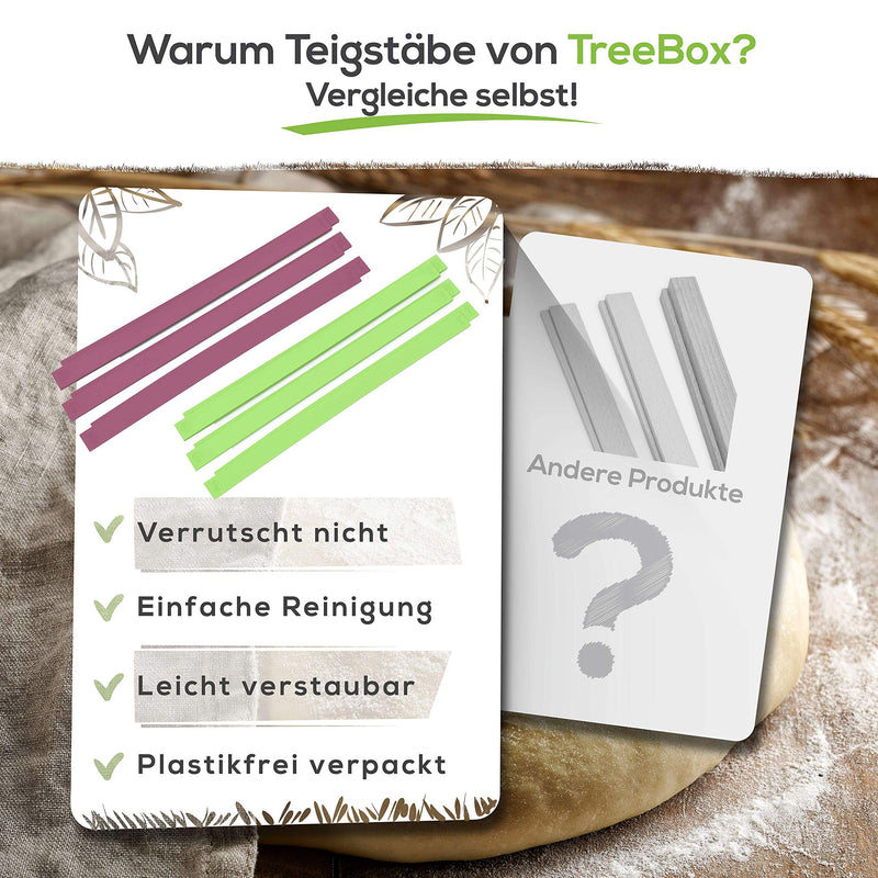 TreeBox Profi Teigstäbe aus Silikon - 3er Set - Die modernen Teighölzer - Fondant und Teig gleichmäßig ausrollen - Antirutsch- und Antihaftwirkung