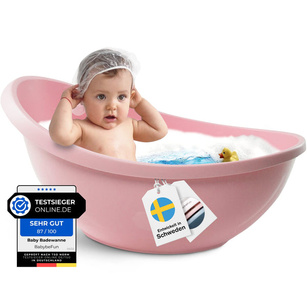 BabybeFun Baby Badewanne mit Badewanneneinsatz für Neugeborene [Testsieger] Rutschfest Babybadewanne für Babys und Kleinkinder [0-12 Monate] Babywanne für Dusche Badewanne Rosa | Farbe wählen…