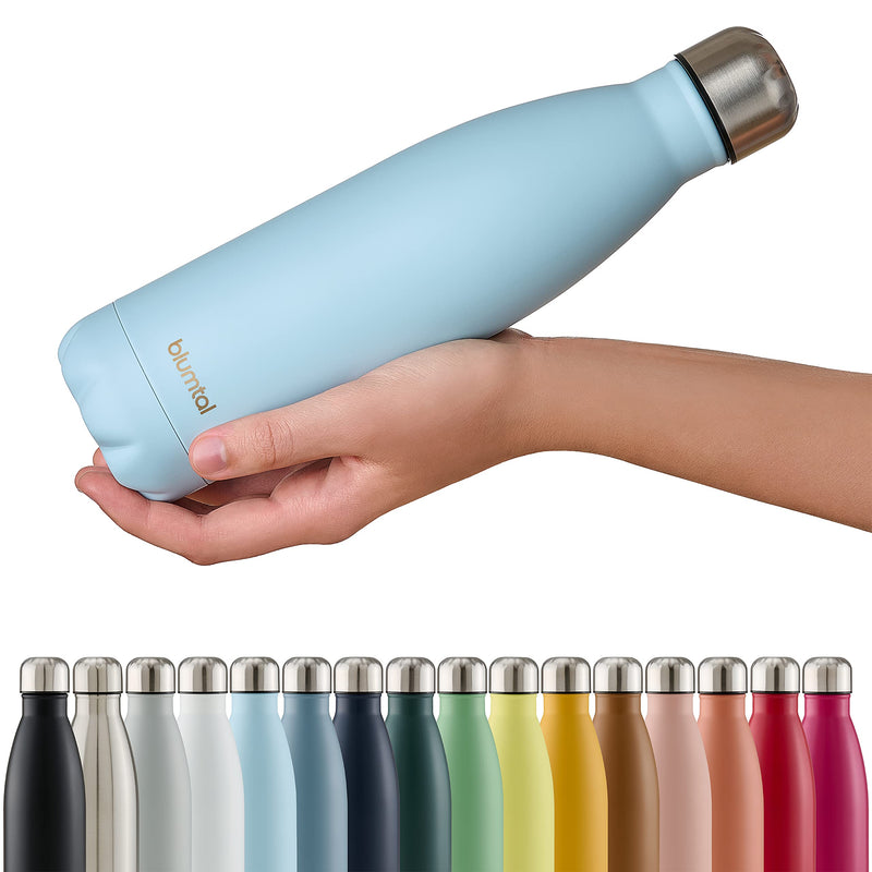 Blumtal Trinkflasche Charles - auslaufsicher, BPA-frei, stundenlange Isolation von Warm- und Kaltgetränken, 500ml, hellblau