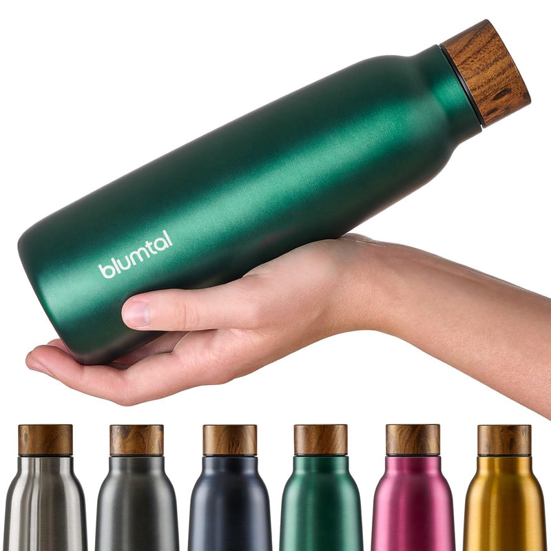Blumtal 500ml Trinkflasche Edelstahl Ray - auslaufsichere Isolierflasche, BPA-frei, hält 8h heiß/24h kalt, Grün