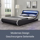 Juskys Polsterbett Valencia 180 x 200 cm komplett mit Matratze, LED Beleuchtung, Lattenrost & Kopfteil - Bett Doppelbett - schwarz