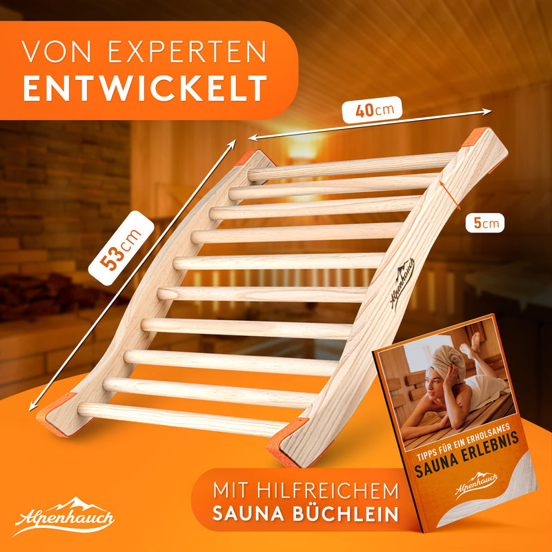 ALPENHAUCH Sauna Rückenlehne aus 100% Naturholz [2 Stück] - Ergonomische Rückenlehne mit geschwungener S-Form - Edles Sauna Zubehör Infrarotkabine - Komfortable Rückenlehne Infrarotkabine