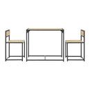 Juskys Küchentisch Set mit Esstisch & 2 Stühlen - Industrial, klein & platzsparend - 3-teilige Essgruppe für 2 Personen - Stahl - Helle Holzoptik