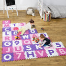 Juskys Kinder Puzzlematte Juna 36 Teile mit Buchstaben A-Z & Zahlen 0-9 - rutschfest — rosa für Mädchen - Puzzle ab 10 Monate - Spielmatte