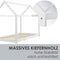 Juskys Kinderbett Carlotta 90x200 cm mit Matratze, Lattenrost & Dach - Massivholz - max. 120 kg - Kinder Haus Bett Hausbett Bodenbett weiß