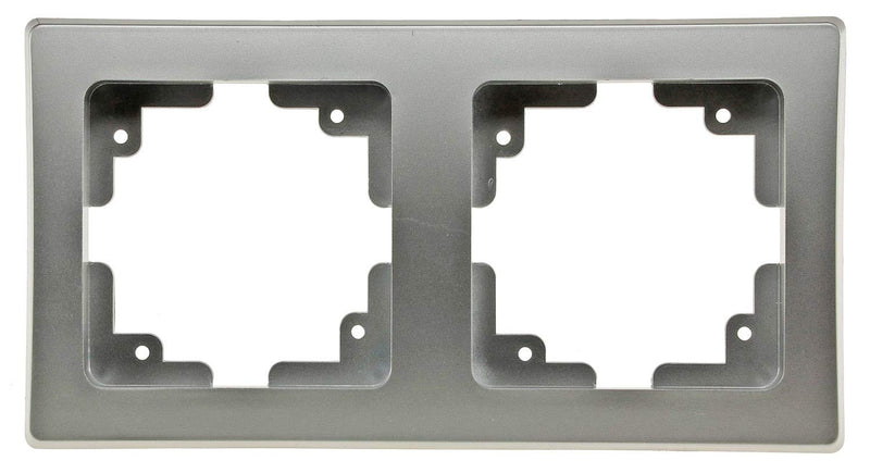 Delphi Steckdose mit Lichtschalter Kombination - 250V Schutzkontakt Steckdose mit Wechsel-Schalter 2-Fach Rahmen I Unterputz Einbau I Farbe Silber Grau
