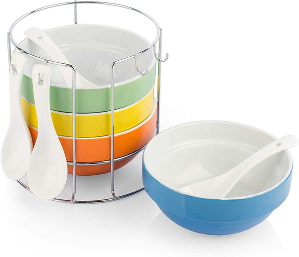 Uno Casa Portionskontrolle Schüssel Set zur Förderung eines gesunden Lebensstils. 4x Keramik Bowl für Müsli, Miso Suppen, Eis, Desserts und Dips.