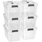 Juskys Aufbewahrungsbox mit Deckel - 6er Set Kunststoff Boxen 30l - Box groß, stapelbar, transparent - Aufbewahrung Ordnungssystem Aufbewahrungsboxen